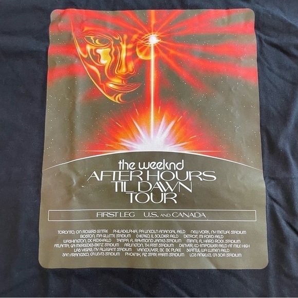 The Weeknd- Black Unisex After-Hours Til Dawn Tour Short Sleeve Oversized Tee - Picture 3 of 4